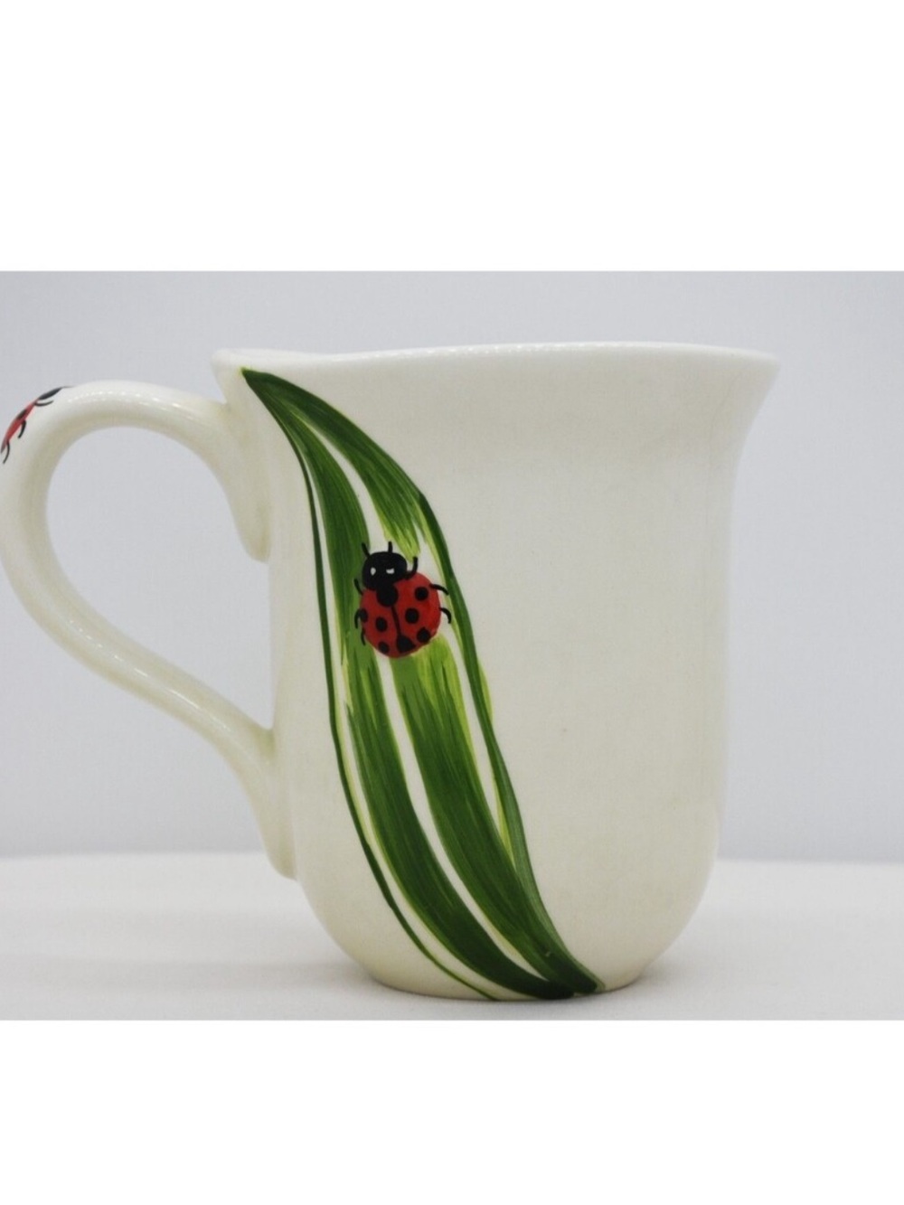 Pier 1 Imports Ladybug 12 oz Mug Hand Painted Cottagecore